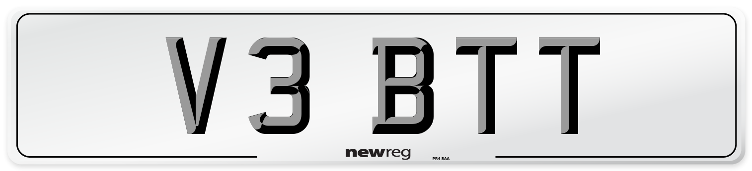 V3 BTT Number Plate from New Reg